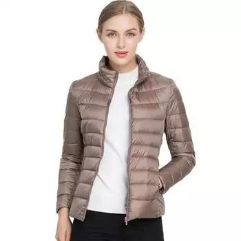 Женское пальто осень-зима теплая белая куртка на утином пуху теплые тонкие пальто на молнии XL розовый