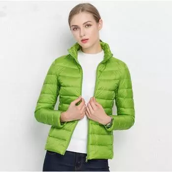 Женское пальто осень-зима теплая белая куртка на утином пуху теплые тонкие пальто на молнии XL розовый