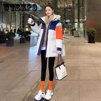 Женское пальто-паркер, новое зимнее теплое модное женское пуховое пальто, глянцевая женская куртка на белом утином пуху с капюшоном M