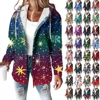 Женское пальто, повседневная и модная композитная толстая и теплая куртка с капюшоном и принтом M