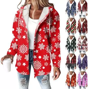 Женское пальто, повседневная и модная композитная толстая и теплая куртка с капюшоном и принтом L