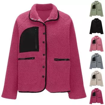 Женское пальто, повседневное и модное, толстое и теплое, однотонная куртка в стиле пэчворк L армия зеленый