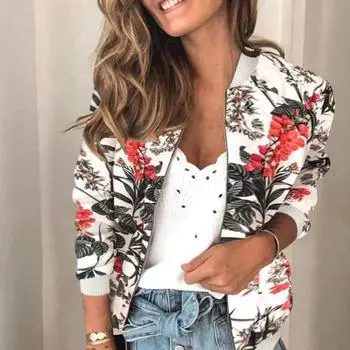 Женское пальто с цветочным принтом Кардиган на молнии с длинными рукавами, эластичными манжетами и воротником-стойкой Кардиган на каждый день L светло-зеленый