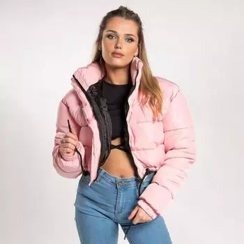 Женское пальто с хлопковой подкладкой, легкая однотонная теплая куртка с затягивающимся шнурком, воротником-стойкой, застежкой-молнией, короткая подкладка S чёрный