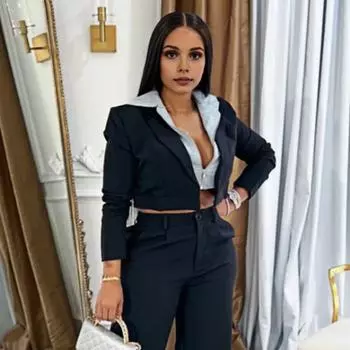 Женское пальто с капюшоном и длинным рукавом, имитация двухкомпонентной короткой куртки, американский стиль, застежка-молния, верхняя одежда, повседневная одежда S чёрный