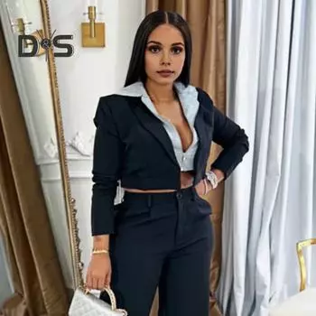 Женское пальто с капюшоном и длинным рукавом, имитация двухкомпонентной короткой куртки, американский стиль, застежка-молния, верхняя одежда, повседневная одежда S чёрный