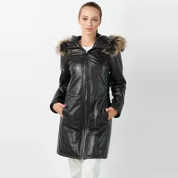 Женское пальто с капюшоном Nadia из натуральной кожи