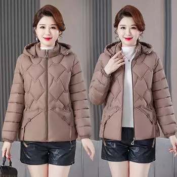 Женское пальто с капюшоном, пуховик из хлопка, осенне-зимняя теплая стеганая парка, верхняя одежда для мам с карманом и молнией XXXXXL белый