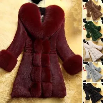 Женское пальто с карманом, v-образным вырезом и длинными рукавами, утолщенное ветрозащитное, сохраняющее тепло, облегающее женское пальто средней длины с воротником из искусственного меха для свиданий 3XL серый