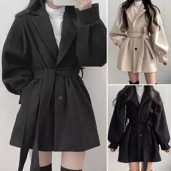 Женское пальто с плотной талией, термобелье, поясной кардиган, осеннее пальто для свиданий M абрикосовый