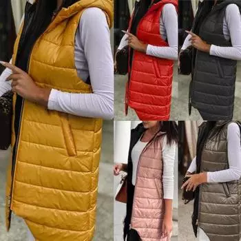 Женское пальто с подкладкой без рукавов, ветрозащитный зимний жилет M фиолетовый