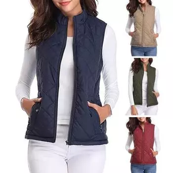 Женское пальто с воротником-стойкой, без рукавов, на молнии, однотонное, сохраняющее тепло, жилет, кардиган, пальто для повседневной работы и поездок на работу S светло-серый