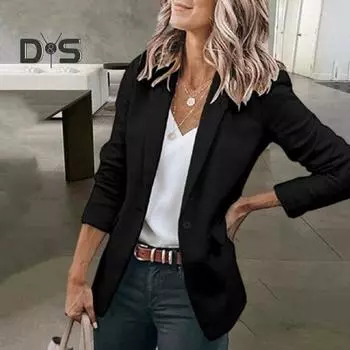 Женское пальто Slim Fit с длинным рукавом Сплошной цвет Формальный деловой стиль OL Коммутирующий стиль Кардиган на одной пуговице Леди Офисный пиджак Весенне-осенний пиджак L серый