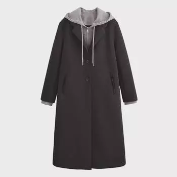 Женское пальто со съемным капюшоном в европейском/американском стиле ZA - стиль осень/зима Extra Small чёрный