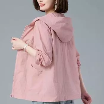 Женское пальто, солнцезащитная одежда, летнее тонкое пальто, дышащая рубашка с защитой от ультрафиолета, ветровка с капюшоном, женская куртка S зелёный