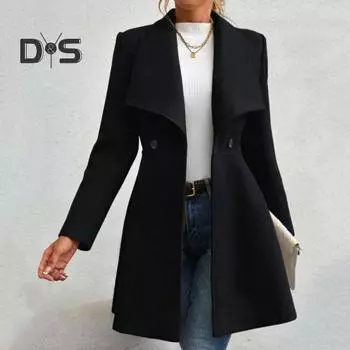 Женское пальто средней длины, куртка, ветрозащитное пальто с воротником-лацканами для женщин, теплая стильная верхняя одежда на весну и осень XL верблюд