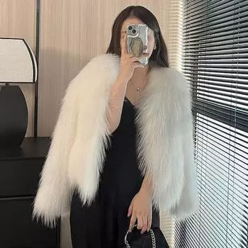 Женское пальто средней длины с черным поясом, теплое роскошное пальто из искусственного норкового волоса, женское пальто из искусственного меха осенью и зимой, с длинными рукавами S