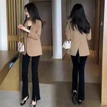 Женское пальто в стиле досуга с разрезом сзади для повседневных случаев M серый