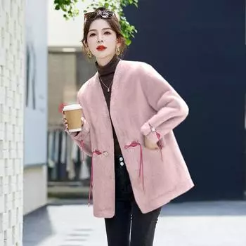 Женское пальто в стиле ретро Design Sense, маленького роста, осень и зима. Модная меховая шуба в западном стиле со встроенным искусственным мехом норки. M