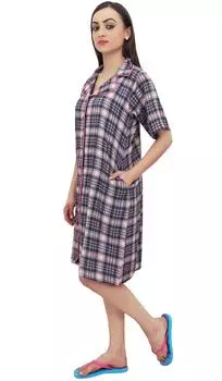 Женское пижамное платье Bimba Check Print Baby Pink, платье-рубашка на пуговицах, одежда для сна - 10 детские розовый
