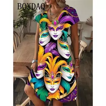 Женское платье 2025 года, сексуальное платье с V-образным вырезом и коротким рукавом, повседневное вечернее платье, летний сарафан для леди S