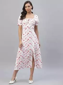 Женское платье А-силуэта белого, розового цвета, платье-курта миди, дизайнерский топ, туника, вечеринка, этнический стиль S белый