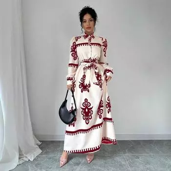 Женское платье А-силуэта с длинным рукавом S чёрный