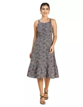 Женское платье без рукавов Moomaya с принтом, хлопковое платье длиной до колена 3XL чёрный