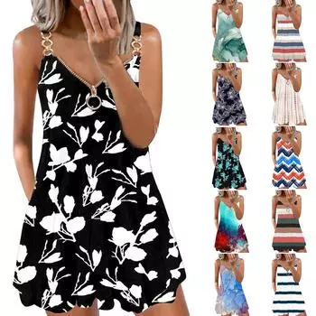 Женское платье без рукавов на молнии с v-образным вырезом на бретельках и открытыми плечами, однотонное короткое платье в радужную полоску с цветным блоком XXL