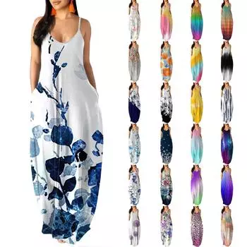 Женское платье без рукавов, повседневное платье длиной до пола XXL чёрный