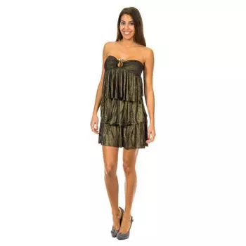 Женское платье без рукавов с эластичными воланами 10DVE0601 XS чёрный