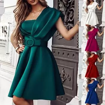 Женское платье без рукавов с полуоткрытым воротником, сплошное цветное сексуальное платье с глубоким V-образным вырезом L красный