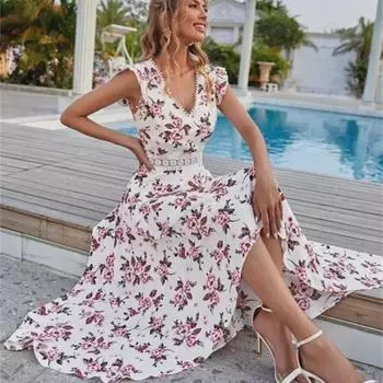 Женское платье без рукавов с принтом, кружевной талией и пышной юбкой, весна-лето 2022 г. XXXL чёрный