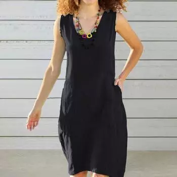 Женское платье без рукавов, универсальное дышащее модное женское элегантное однотонное платье миди, уличная одежда S светло-синий