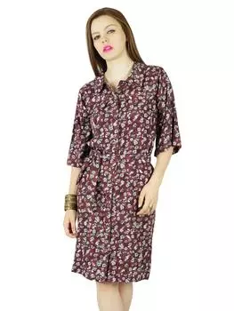 Женское платье-бимба до колена 18 коричневый