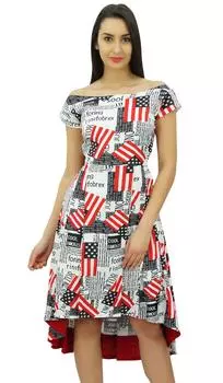 Женское платье Bimba с газетным принтом, асимметричное прямое платье с короткими рукавами и лодочкой 20 разноцветный