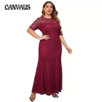 Женское платье Большие размеры Кружевные вечерние платья Платья подружки невесты 1XL бордовый