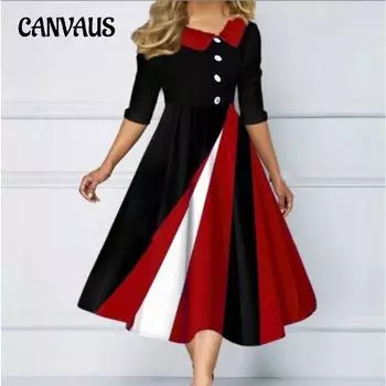 Женское платье больших размеров, длинные платья с длинными рукавами и пуговицами, украшенными 3D-принтом XL серый