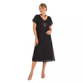 Женское платье больших размеров Fierte Lm84420 с V-образным вырезом и пайетками, шифон