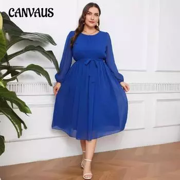 Женское платье больших размеров Элегантные шифоновые платья с талией