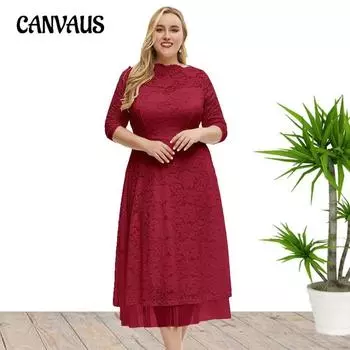 Женское платье больших размеров, кружевные вечерние платья, платья подружки невесты высокого качества 1XL красный