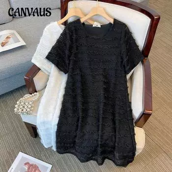 Женское платье больших размеров, летнее французское кружевное платье, прямое платье миди 2XL чёрный