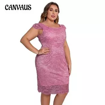 Женское платье больших размеров, летние сексуальные кружевные платья, платья 1XL розовый