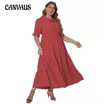 Женское платье больших размеров, летние платья с круглым вырезом и коротким рукавом, большие распашные платья с бантом