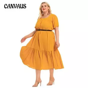 Женское платье больших размеров, летние свободные платья в богемном стиле с круглым вырезом и короткими рукавами XL