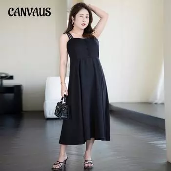 Женское платье больших размеров, летние винтажные платья без бретелек на талии, платья Хепберн с лямкой на шее 4XL чёрный