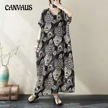 Женское платье больших размеров на весну и лето, литературные праздничные длинные платья в стиле ретро, удлиненные платья One Size