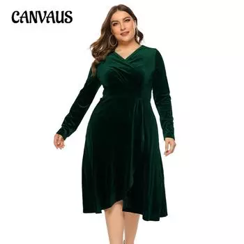 Женское платье больших размеров на осень и зиму с длинным рукавом и V-образным вырезом, золотистые бархатные платья XL бордовый