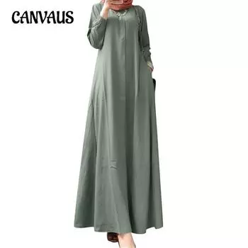 Женское платье больших размеров, новое, повседневное, однотонное, свободное, с длинными рукавами M чёрный