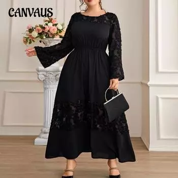 Женское платье больших размеров, облегающее, темпераментное, сексуальное, кружевное, французское, прозрачное, миди-платье 1XL чёрный